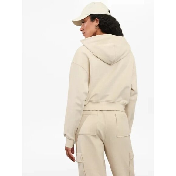 Athleta Cream Forever Fleece Ultra Crop Full Zip - Picture 2 of 9